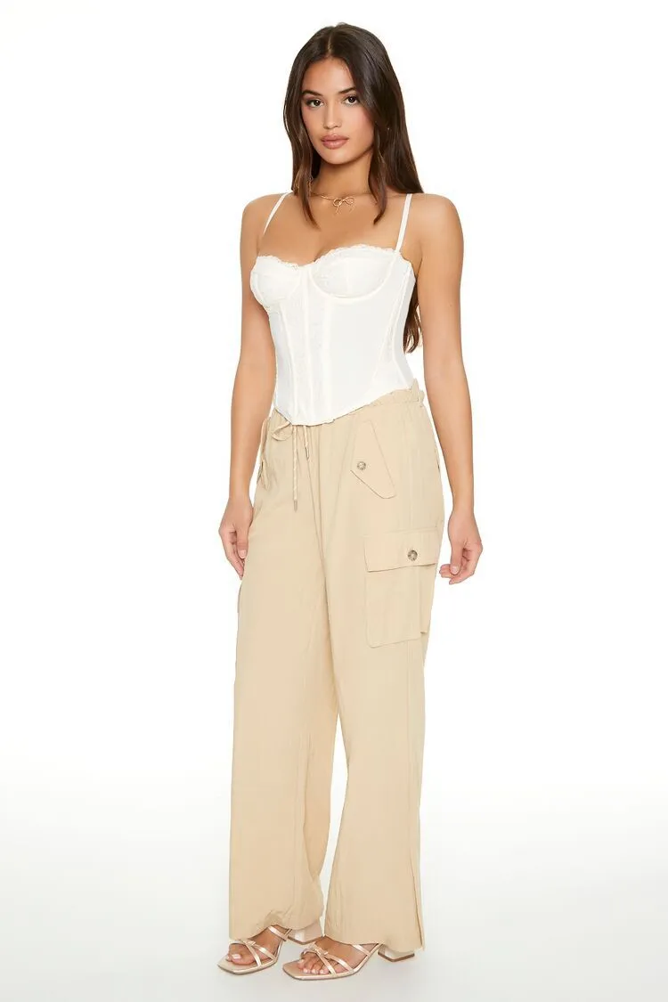 Drawstring Wide-Leg Cargo Pants