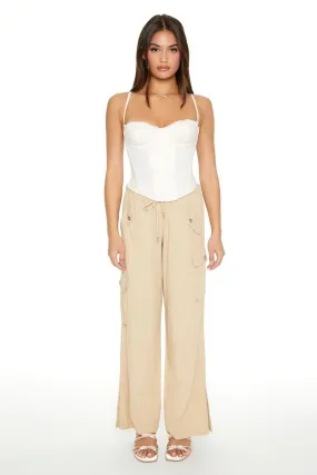 Drawstring Wide-Leg Cargo Pants