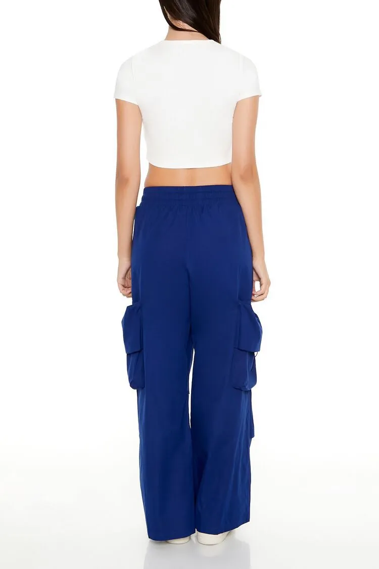 Drawstring Wide-Leg Cargo Pants
