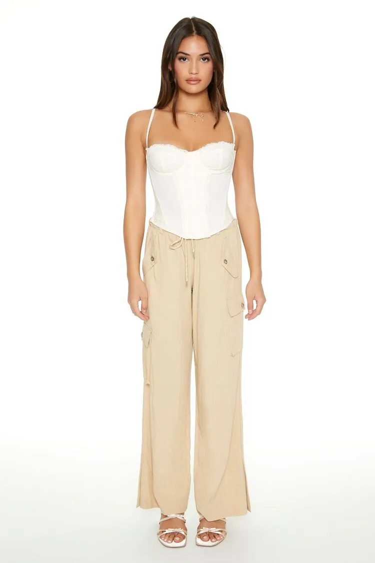 Drawstring Wide-Leg Cargo Pants