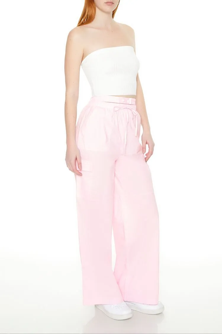 Drawstring Wide-Leg Cargo Pants