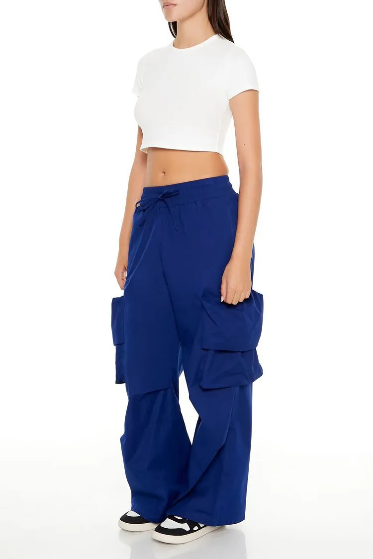 Drawstring Wide-Leg Cargo Pants