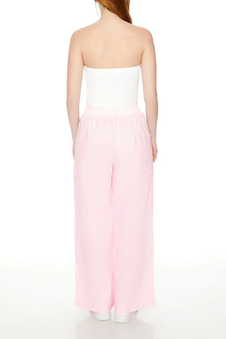 Drawstring Wide-Leg Cargo Pants