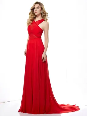 Dresses Evening Wear Prom Dresses Gown A-Line/Princess Halter Sleeveless Long Chiffon Dresses