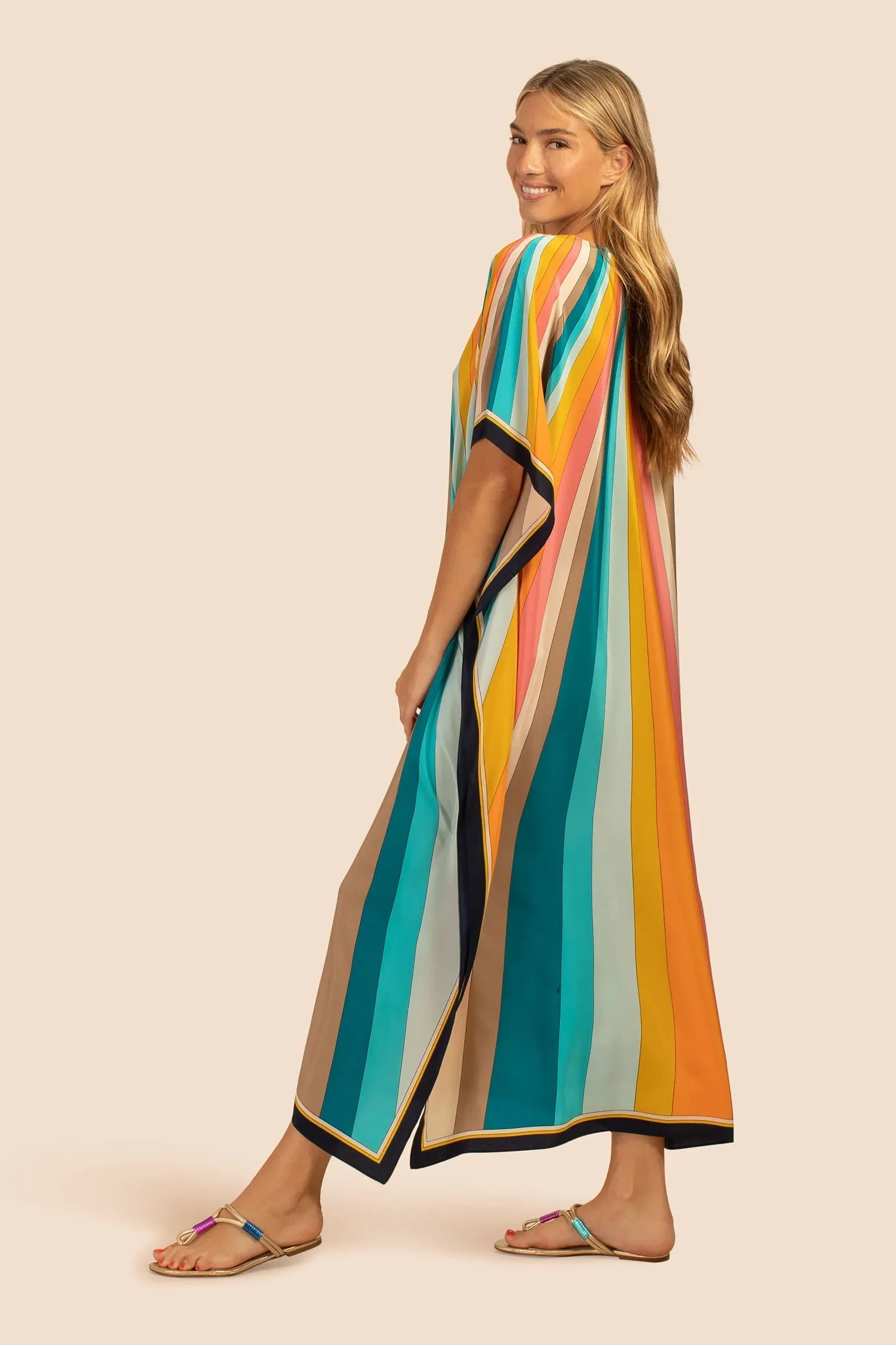 Elegant Floral Silk Crepe Kaftan, Casual Wear, Caftan For Women's