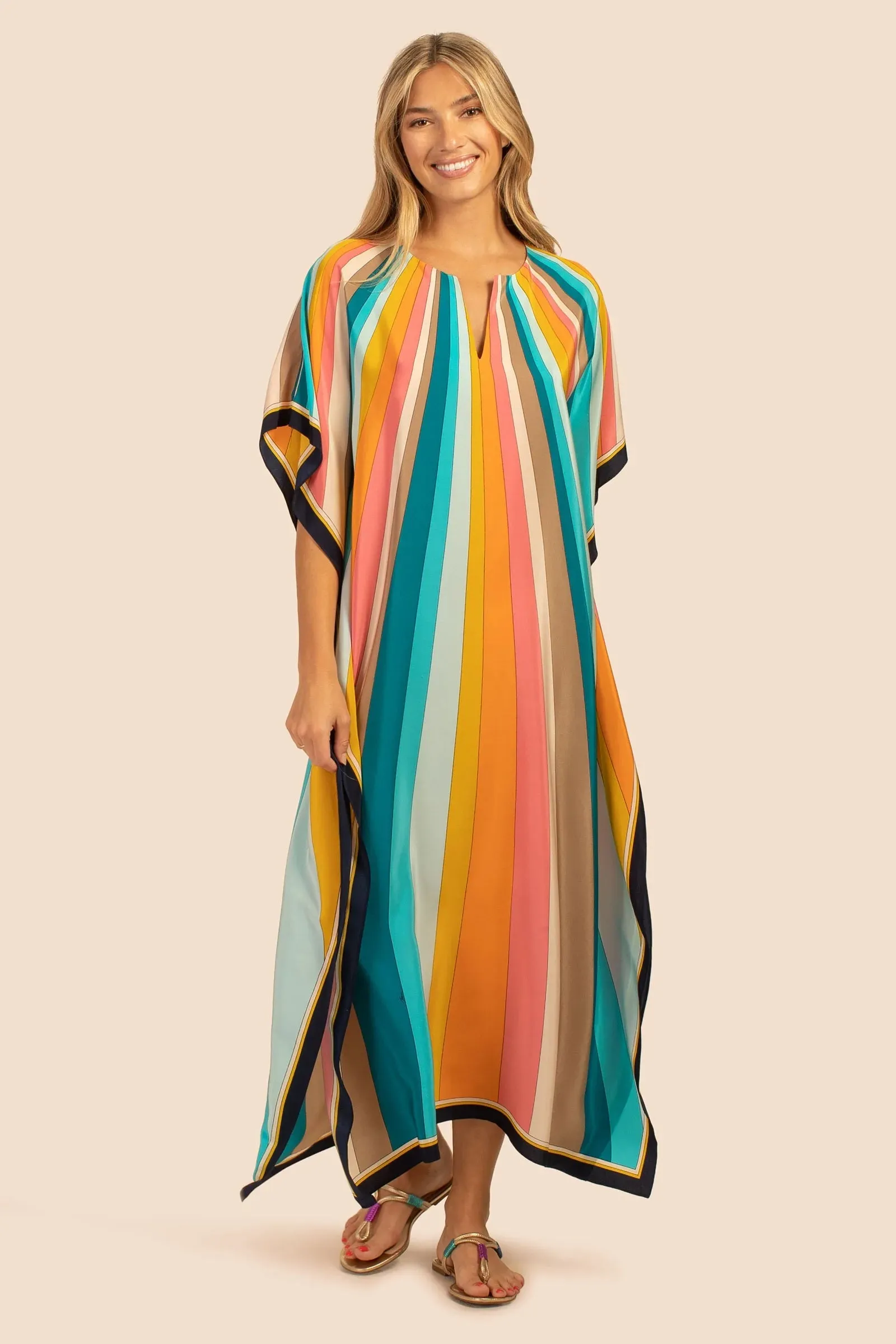 Elegant Floral Silk Crepe Kaftan, Casual Wear, Caftan For Women's