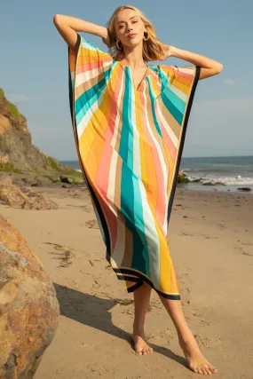 Elegant Floral Silk Crepe Kaftan, Casual Wear, Caftan For Women's