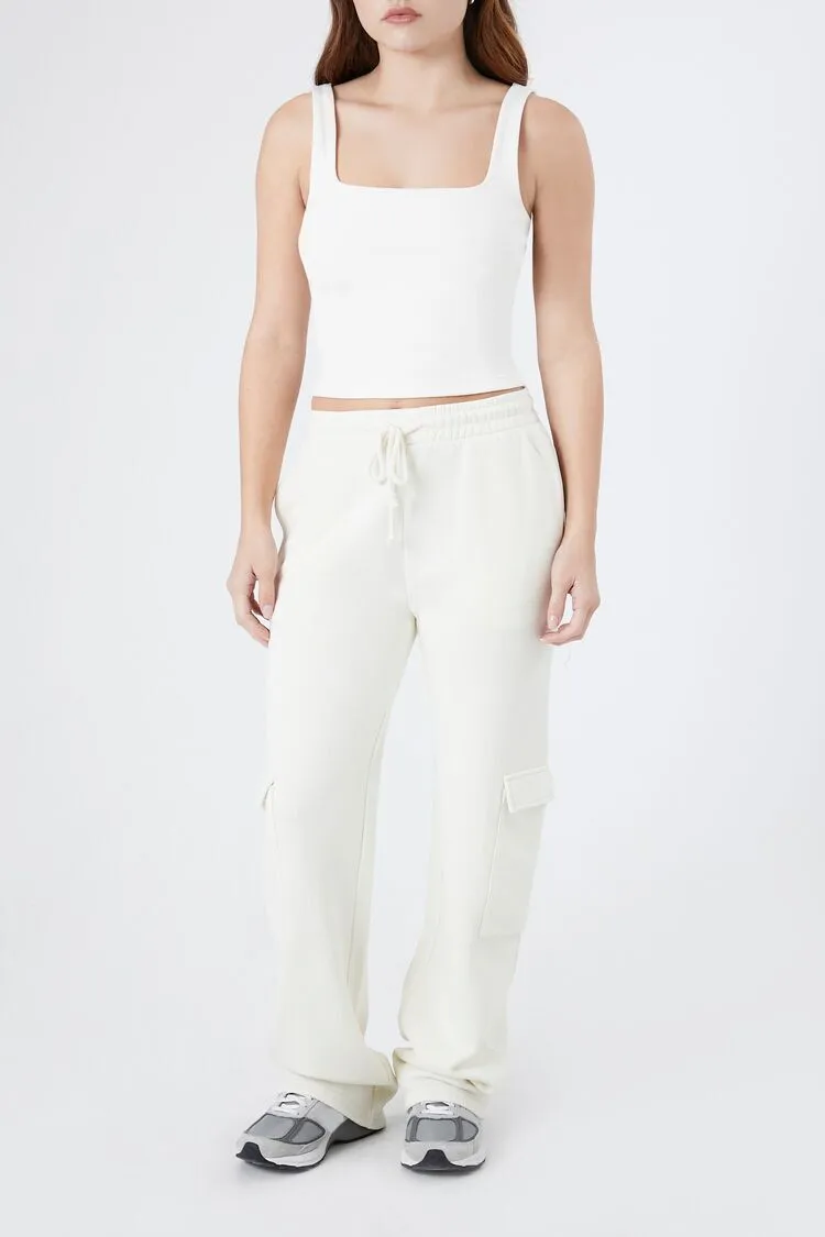 Fleece Drawstring Wide-Leg Pants