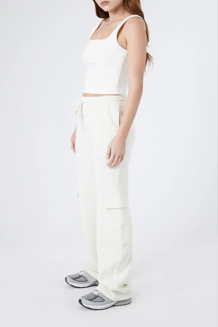 Fleece Drawstring Wide-Leg Pants