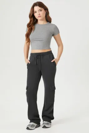 Fleece Drawstring Wide-Leg Pants