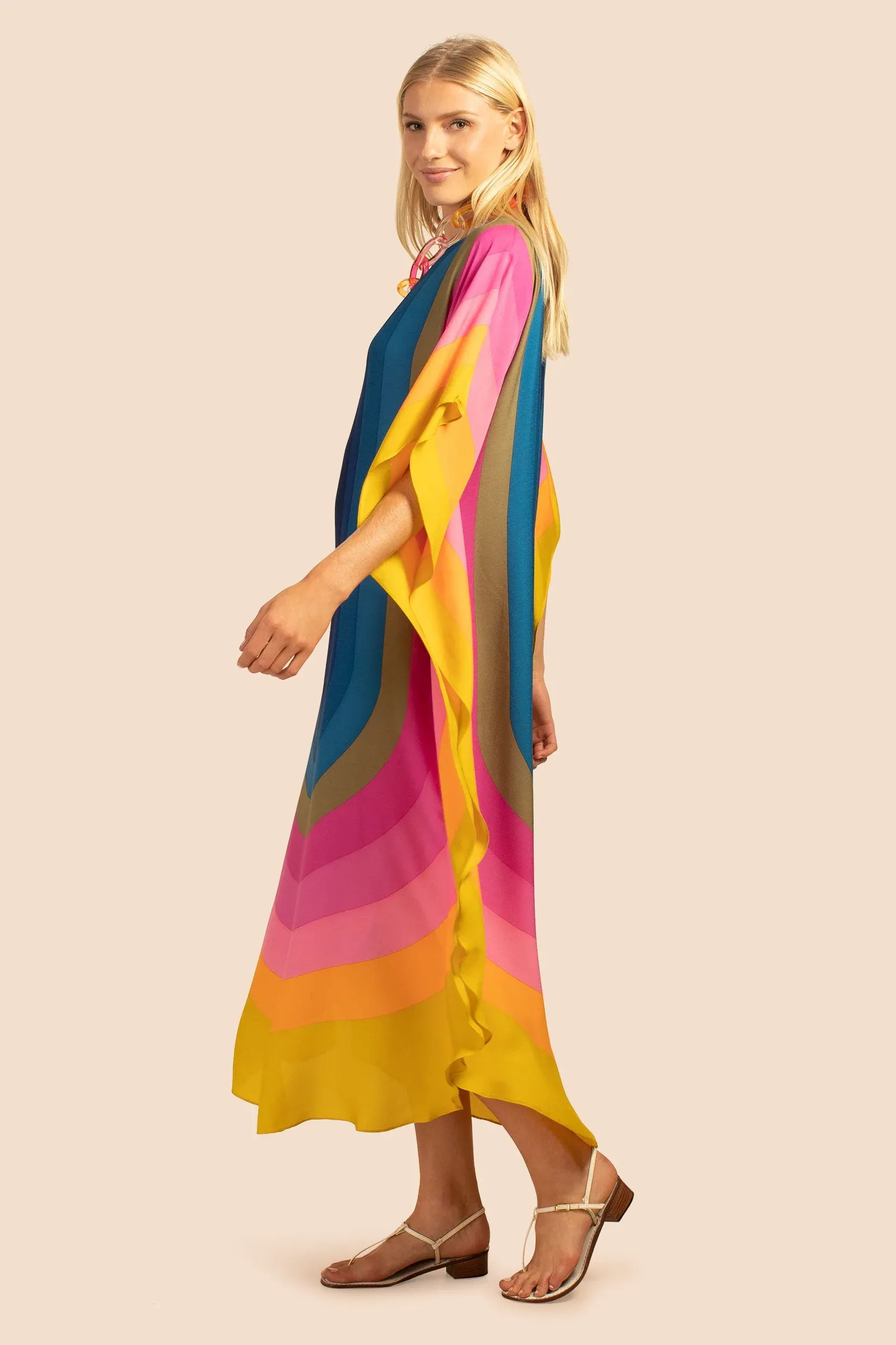 French Moss Kaftan Unique Print, Lightweight Women's Kaftan