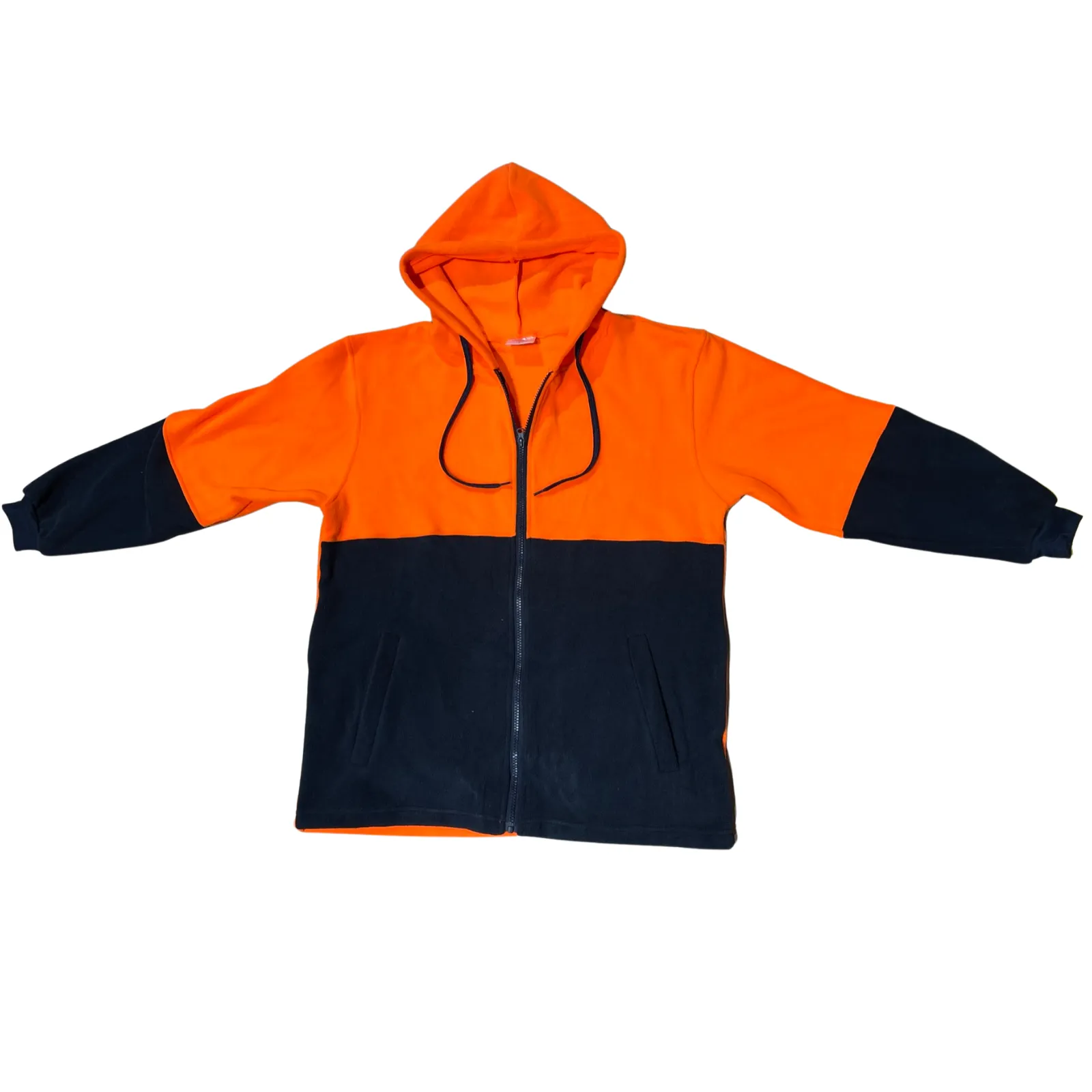 Full Zip Hi Vis Polar Fleece Hoodie Jumper Safety Workwear Fleecy Jacket Unisex