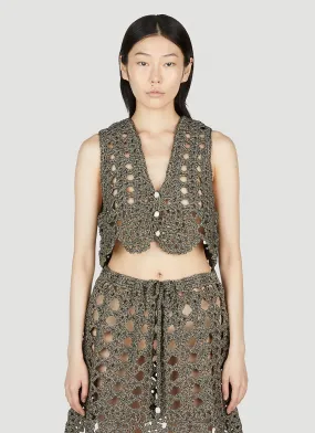 GANNI Crochet V- Neck Top