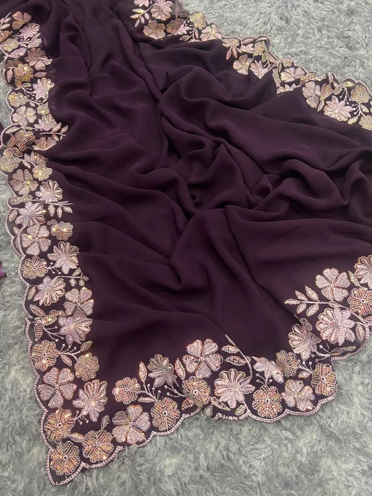 Georgette Classic Party Wear Saree,Wedding Bollywood Sari With Blouse