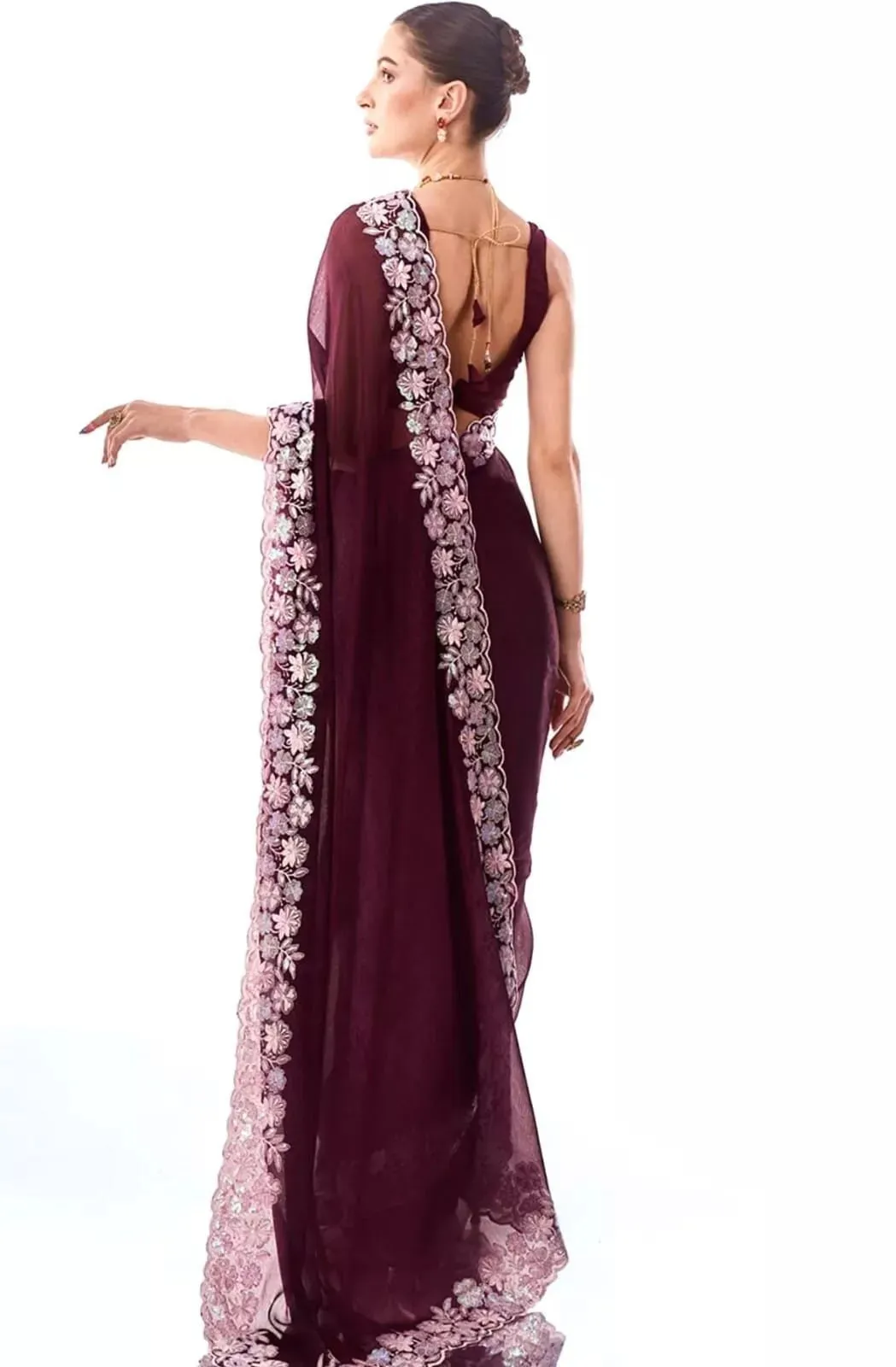Georgette Classic Party Wear Saree,Wedding Bollywood Sari With Blouse
