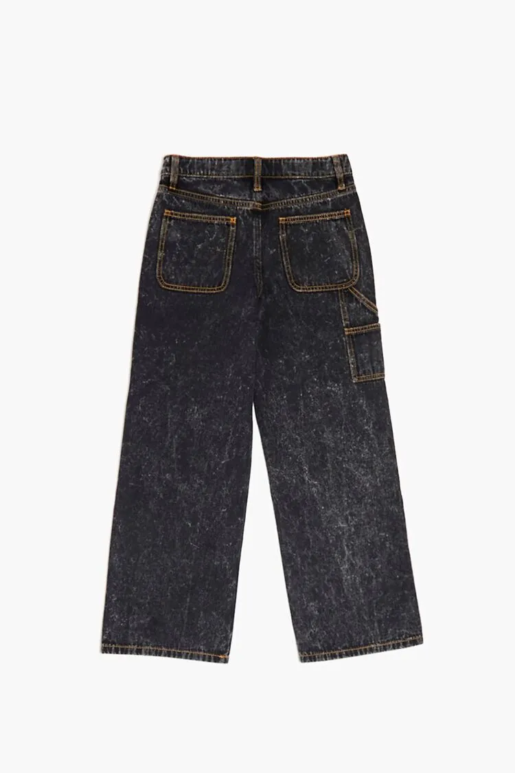 Girls Acid Wash Wide-Leg Jeans (Kids)
