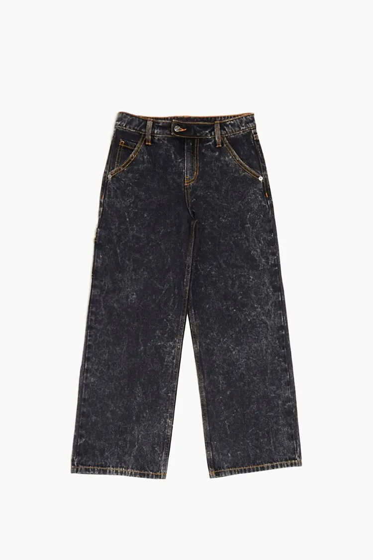 Girls Acid Wash Wide-Leg Jeans (Kids)