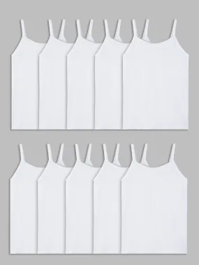 Girls' Eversoft&reg; Spin Cami, White 10 Pack