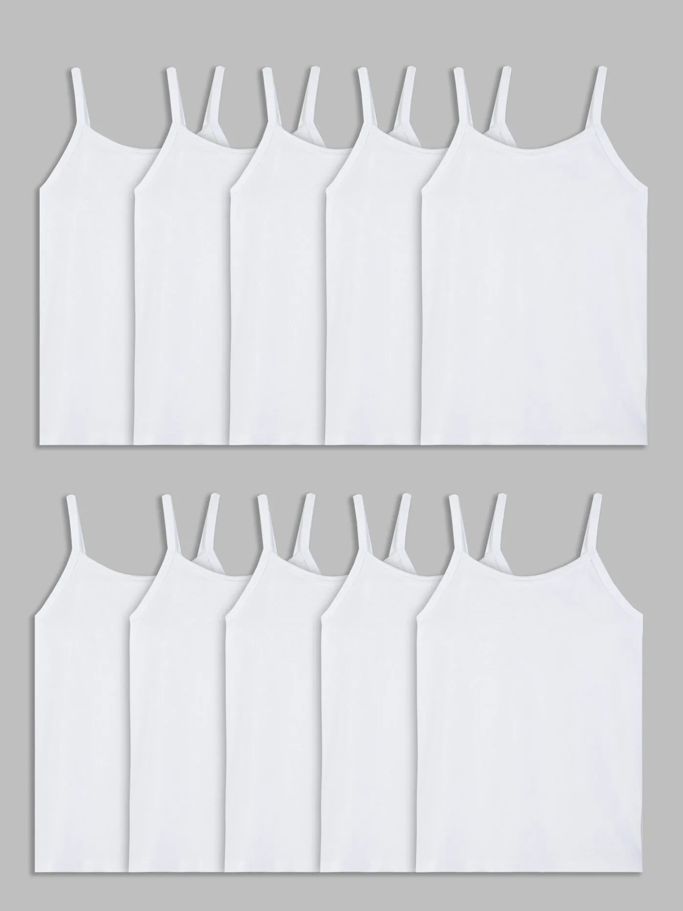 Girls' Eversoft&reg; Spin Cami, White 10 Pack