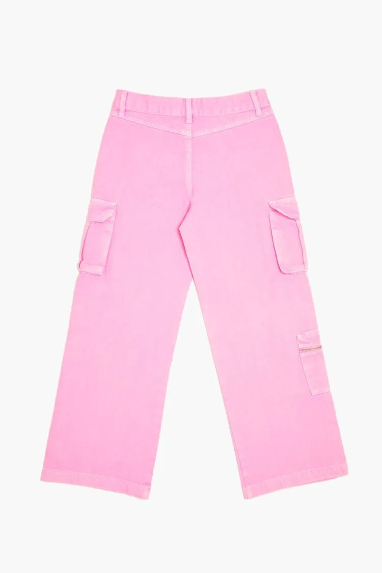 Girls Twill Wide-Leg Cargo Pants (Kids)