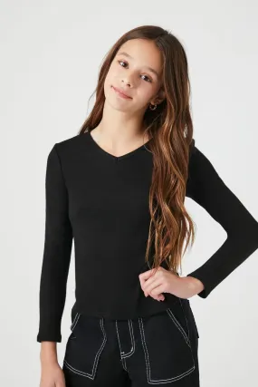 Girls V-Neck Long-Sleeve Top (Kids)