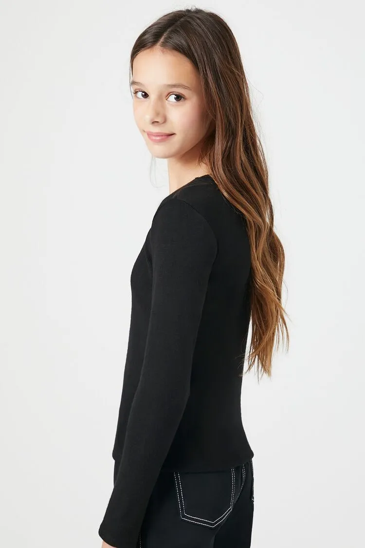 Girls V-Neck Long-Sleeve Top (Kids)