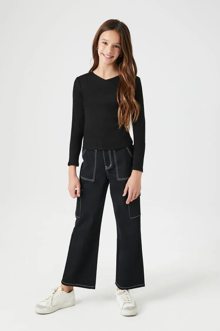 Girls V-Neck Long-Sleeve Top (Kids)