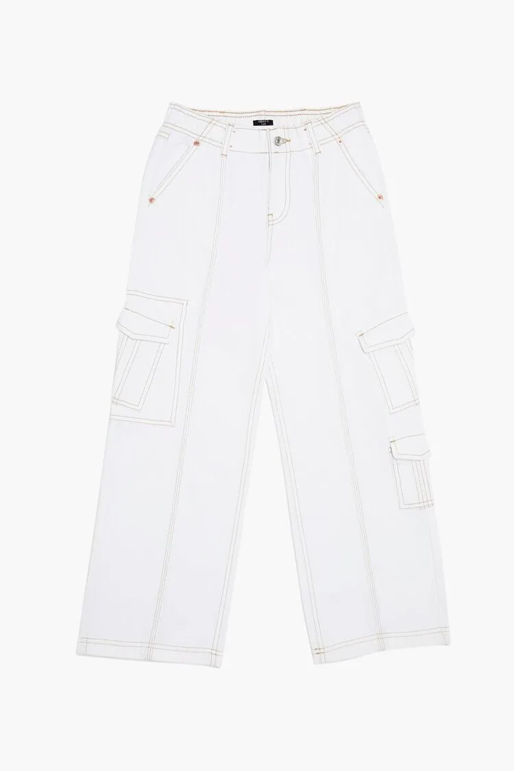 Girls Wide-Leg Cargo Jeans (Kids)