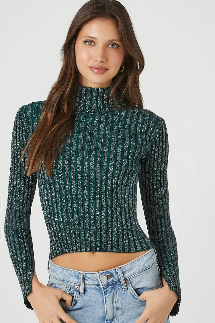 Glitter Knit Turtleneck Sweater
