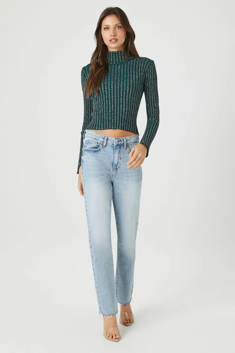 Glitter Knit Turtleneck Sweater