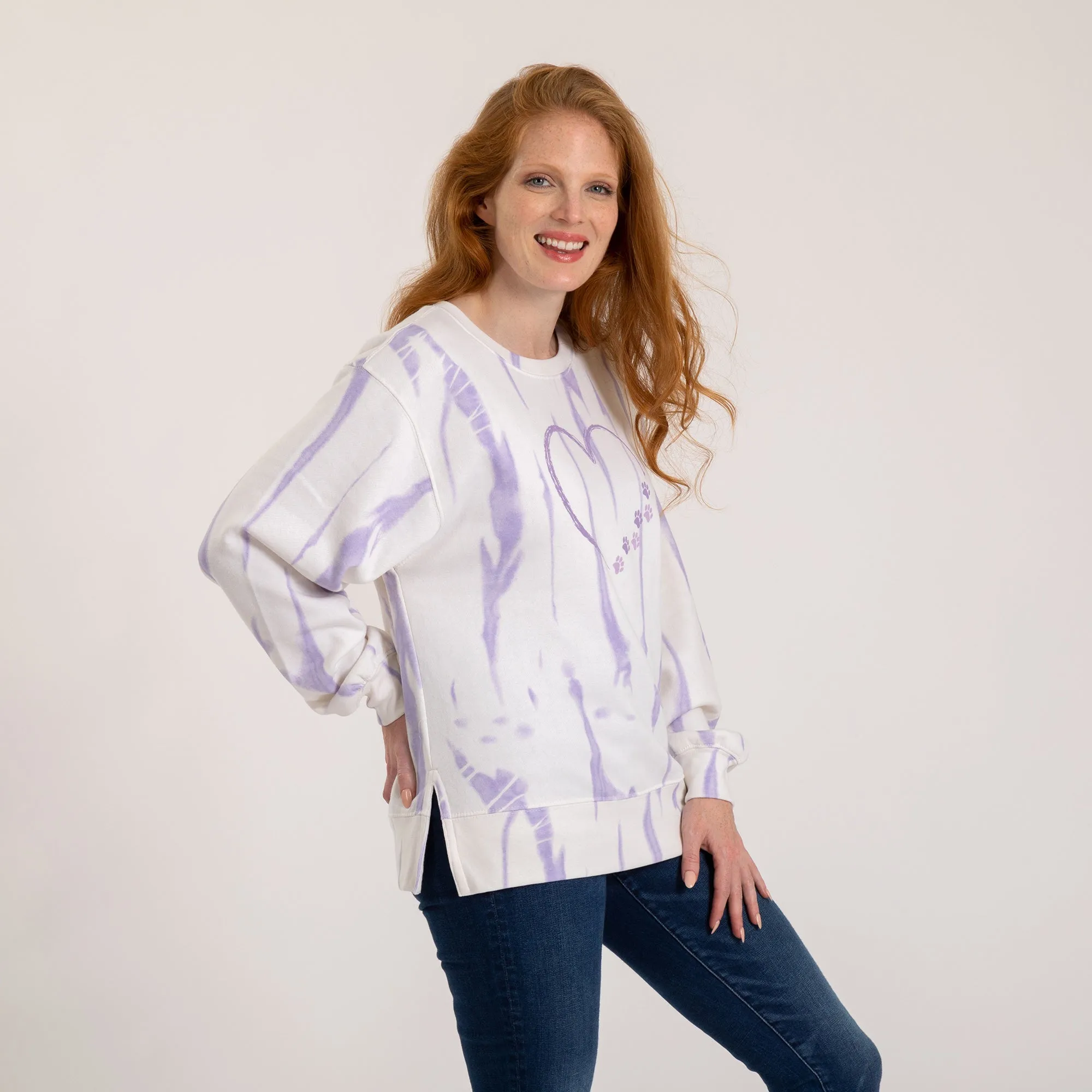 Heart & Paws Tie-Dye Crew Sweatshirt