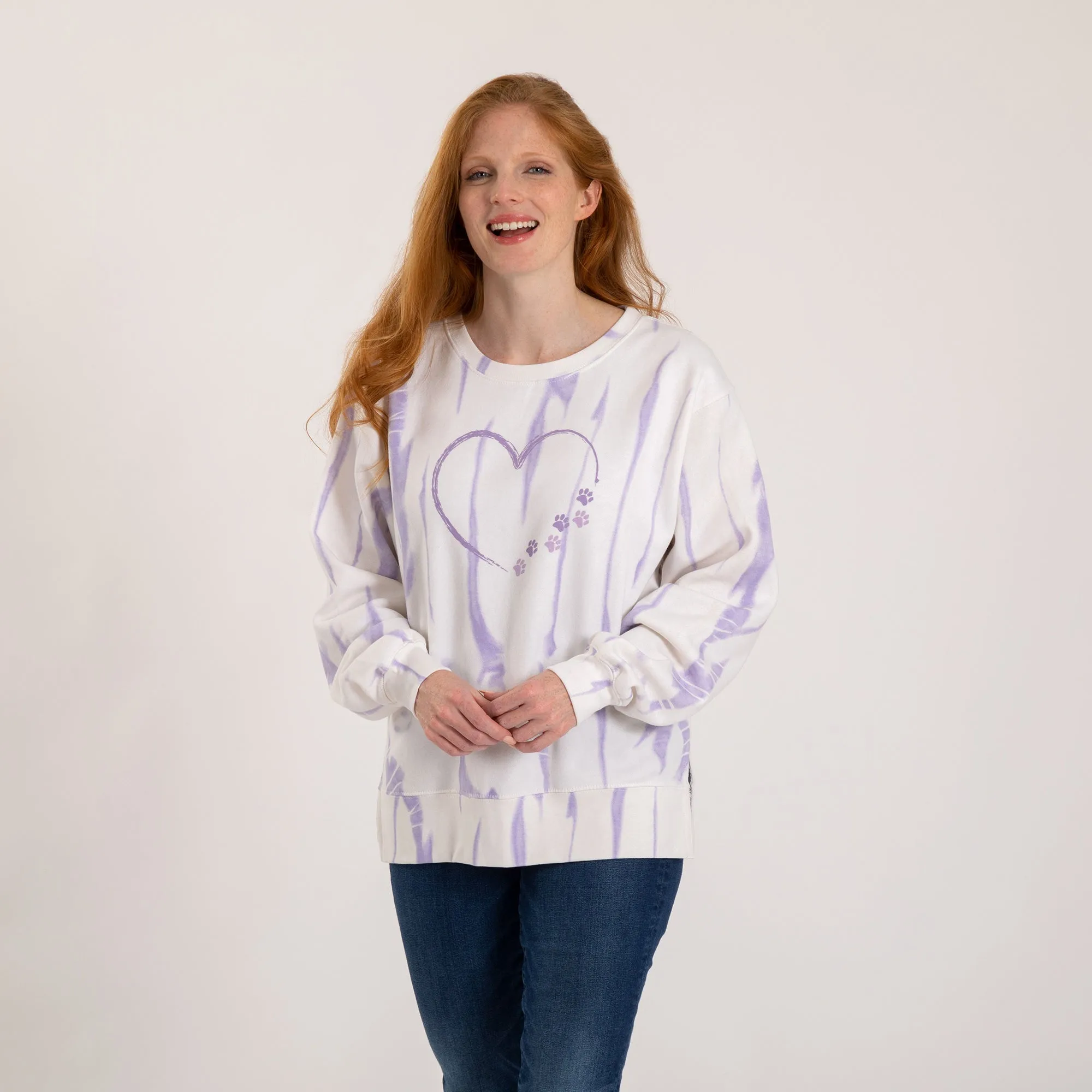 Heart & Paws Tie-Dye Crew Sweatshirt
