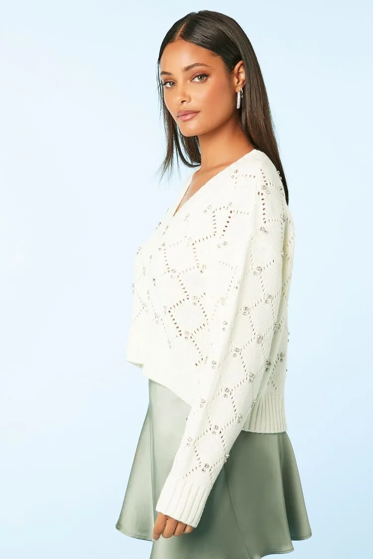 High-Low Rhinestone Sweater