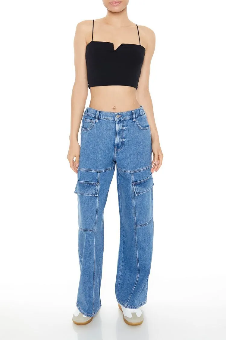 High-Rise Wide-Leg Cargo Jeans