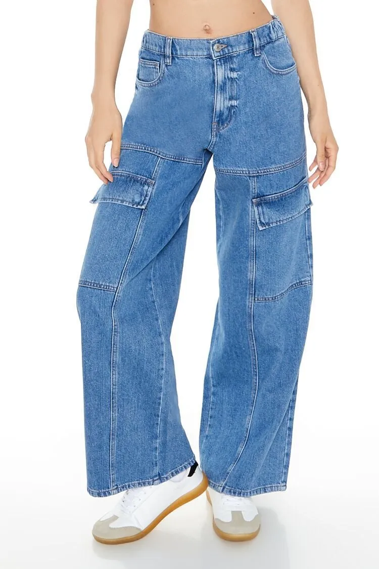 High-Rise Wide-Leg Cargo Jeans