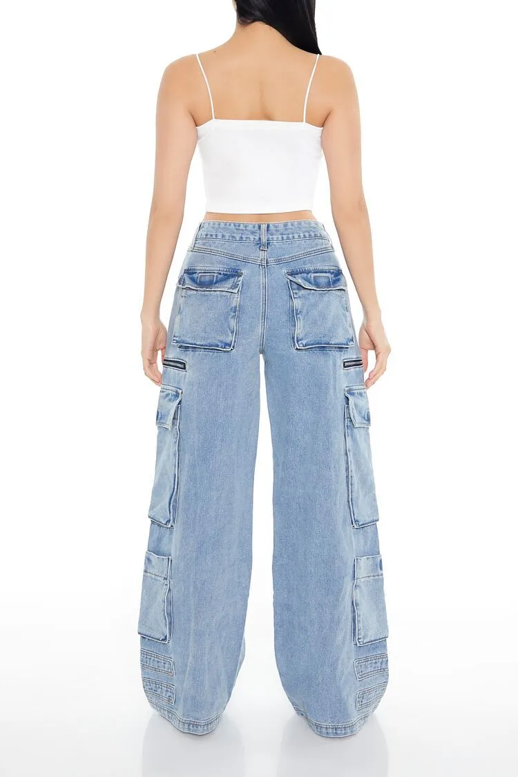 High-Rise Wide-Leg Cargo Jeans