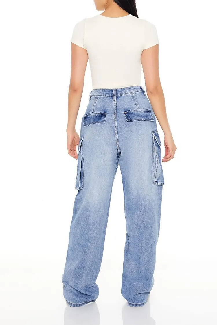 High-Rise Wide-Leg Cargo Jeans