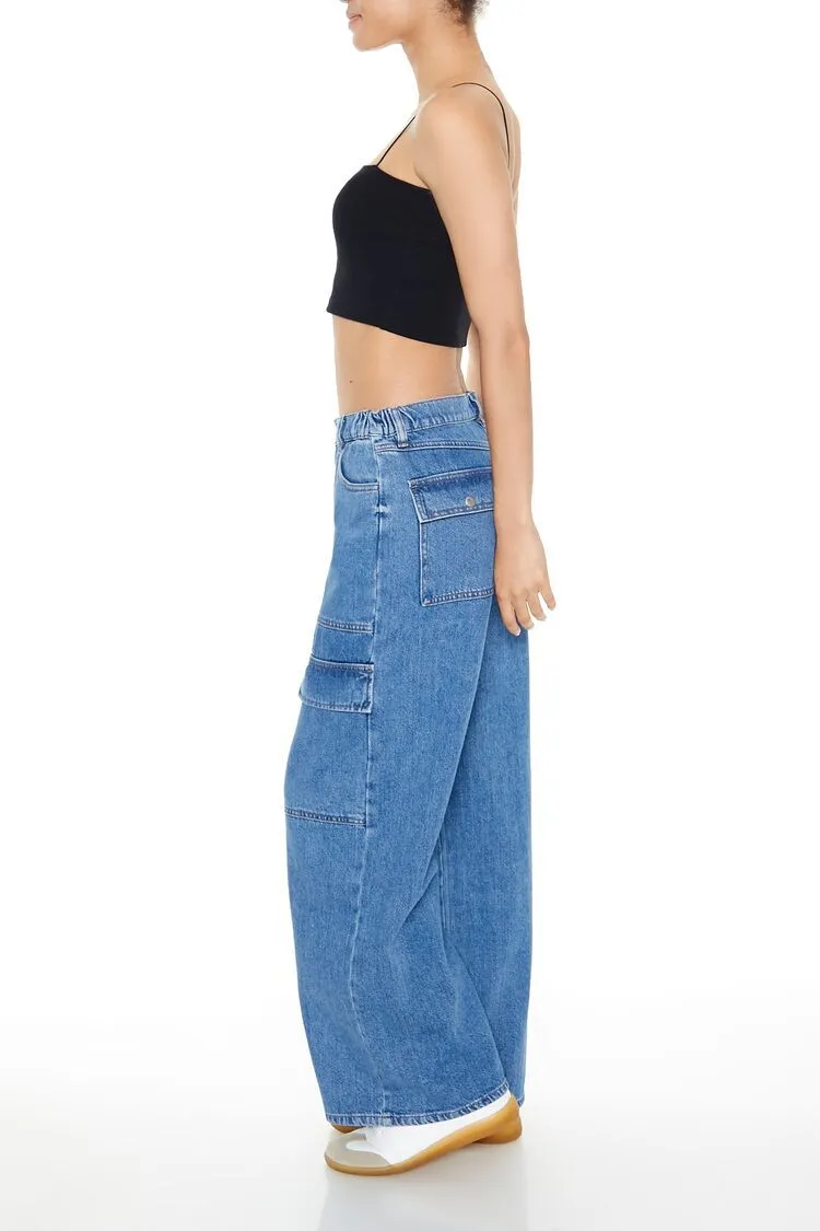 High-Rise Wide-Leg Cargo Jeans