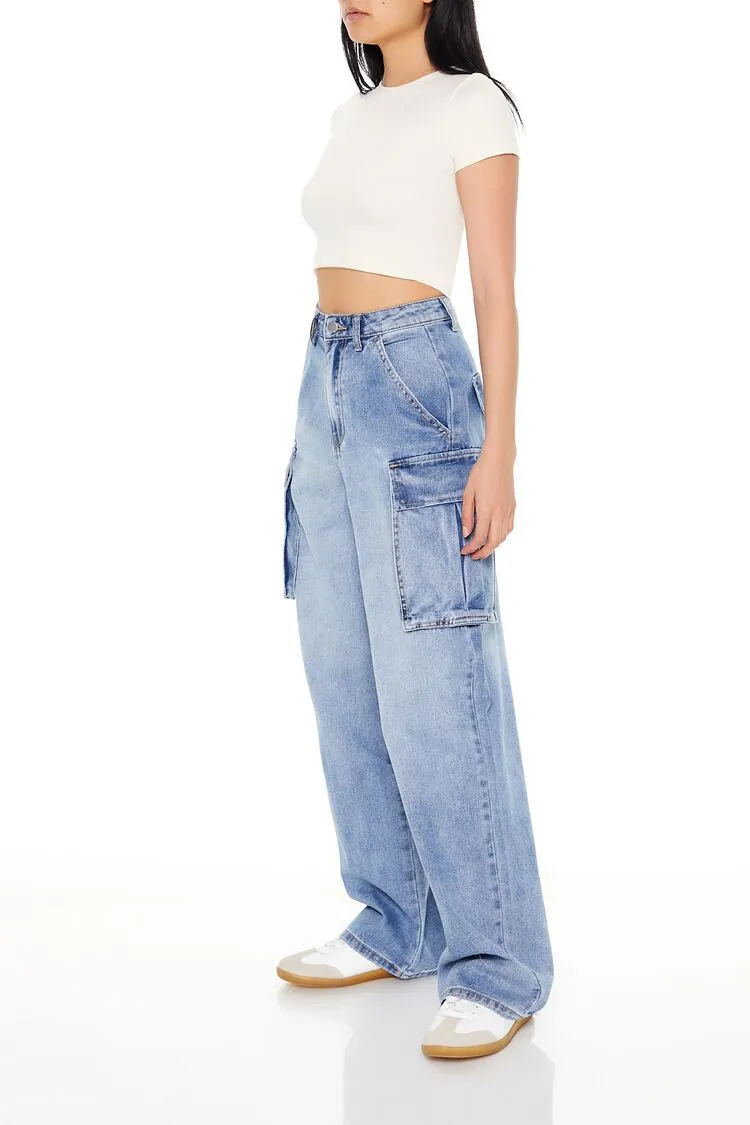 High-Rise Wide-Leg Cargo Jeans