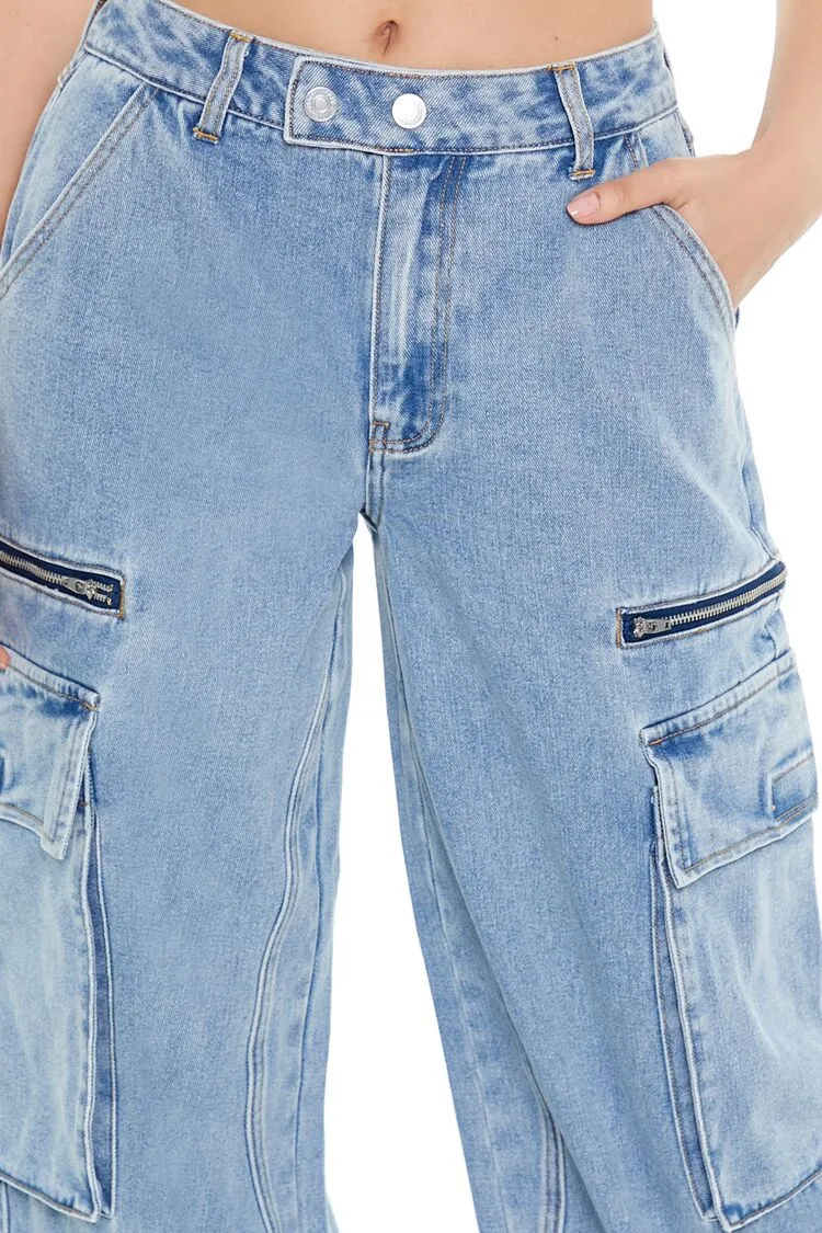 High-Rise Wide-Leg Cargo Jeans
