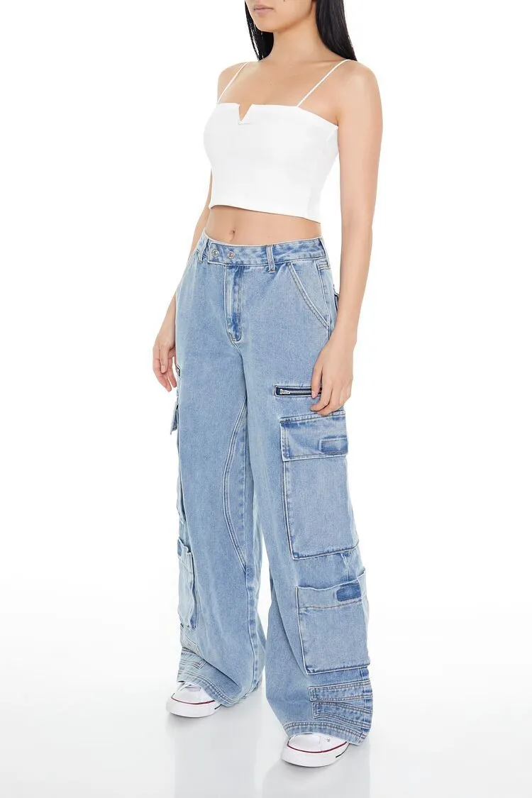 High-Rise Wide-Leg Cargo Jeans