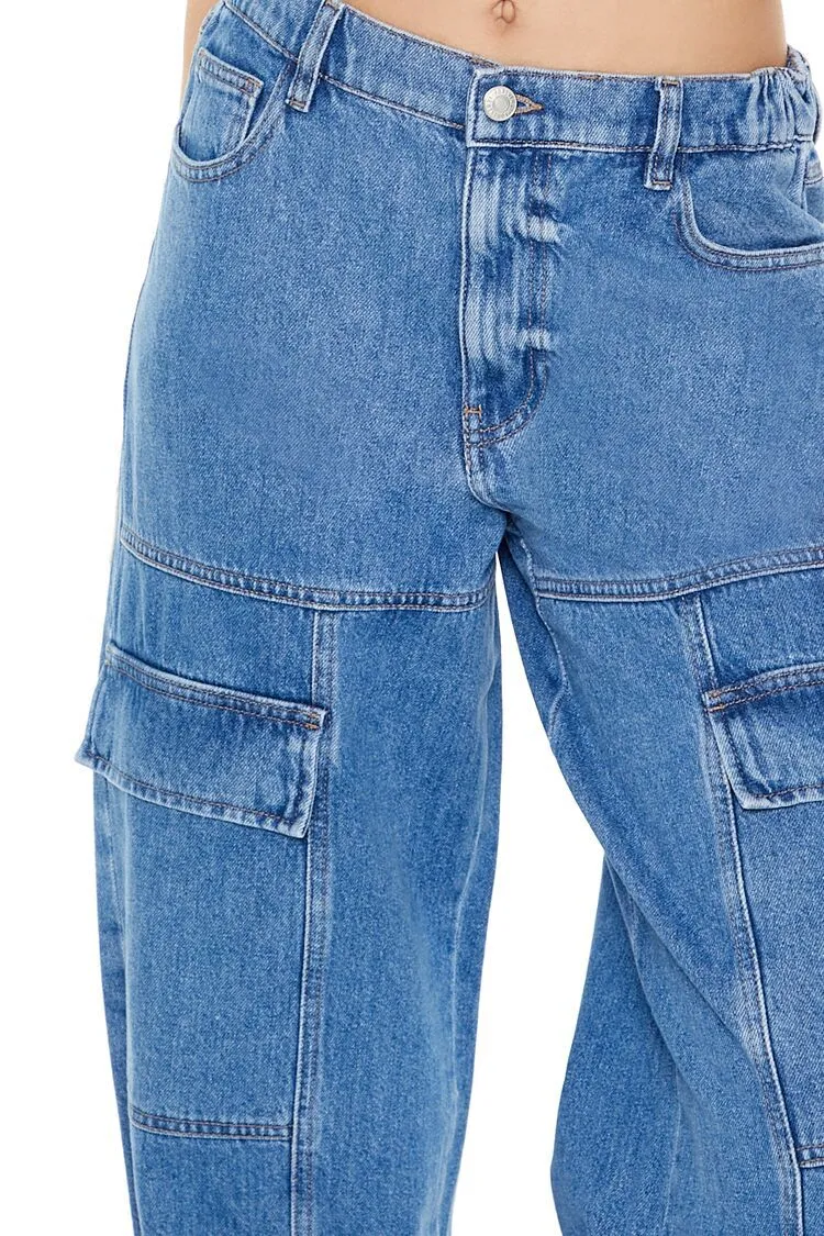 High-Rise Wide-Leg Cargo Jeans