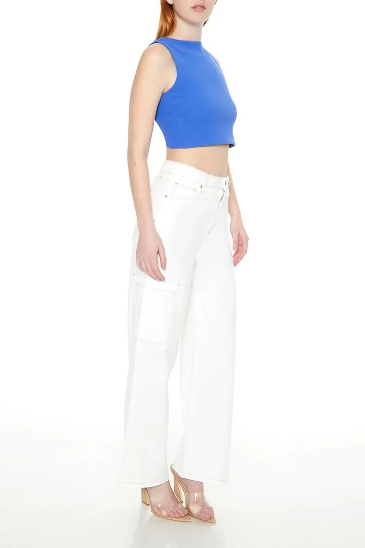 High-Rise Wide-Leg Cargo Jeans