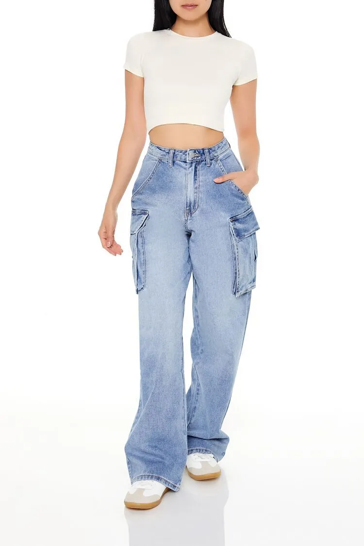 High-Rise Wide-Leg Cargo Jeans