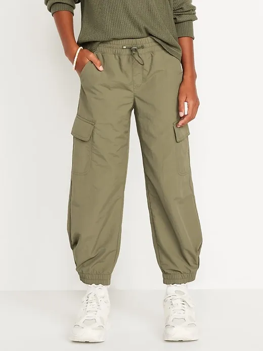 High-Waisted Loose Cargo Performance Pants for Girls
