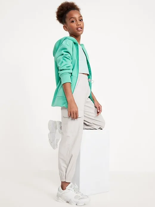 High-Waisted Loose Cargo Performance Pants for Girls