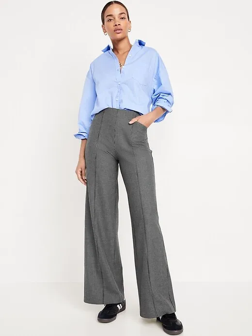 High-Waisted Pull-On Pixie Wide-Leg Pants
