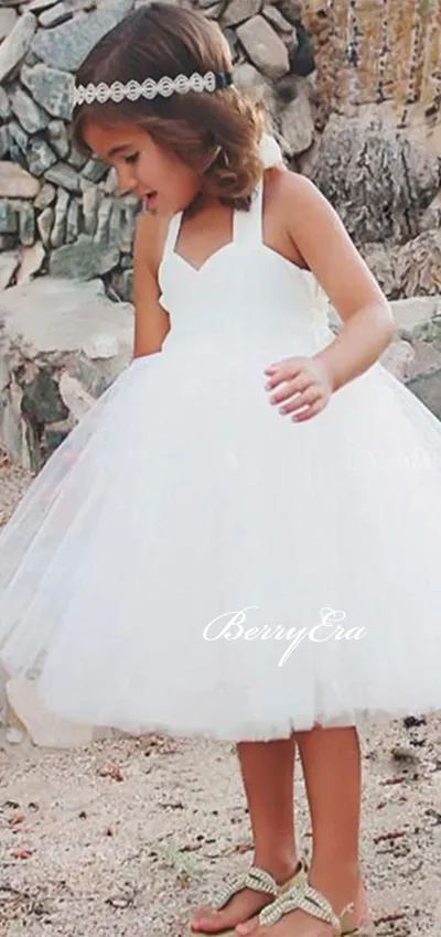 Ivory Tulle Flower Girl Dresses, Cute Flower Girl Dresses, Simple Flower Girl Dresses