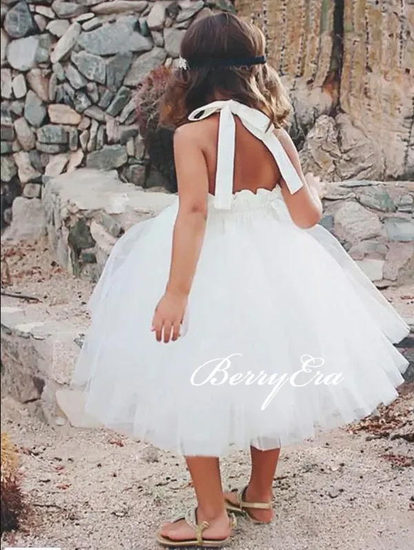 Ivory Tulle Flower Girl Dresses, Cute Flower Girl Dresses, Simple Flower Girl Dresses