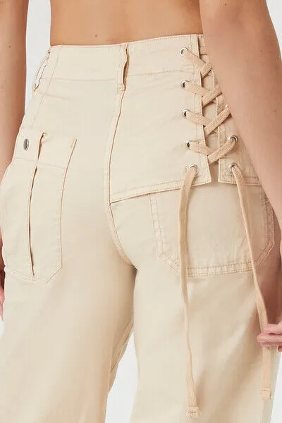 Lace-Up Straight-Leg Pants